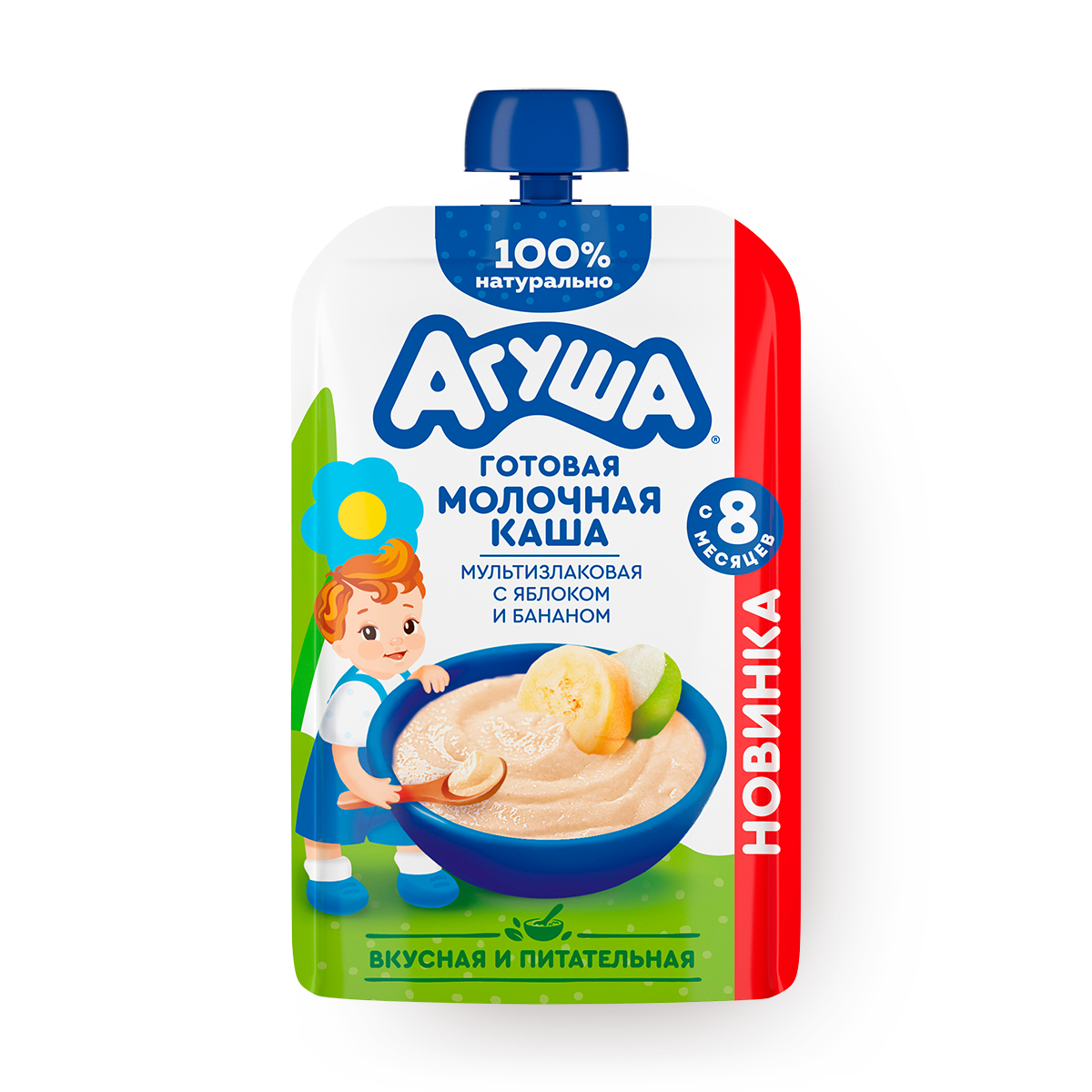 Изображение товара Каша молочная «Агуша» яблоко-банан-злаки​ 100 г