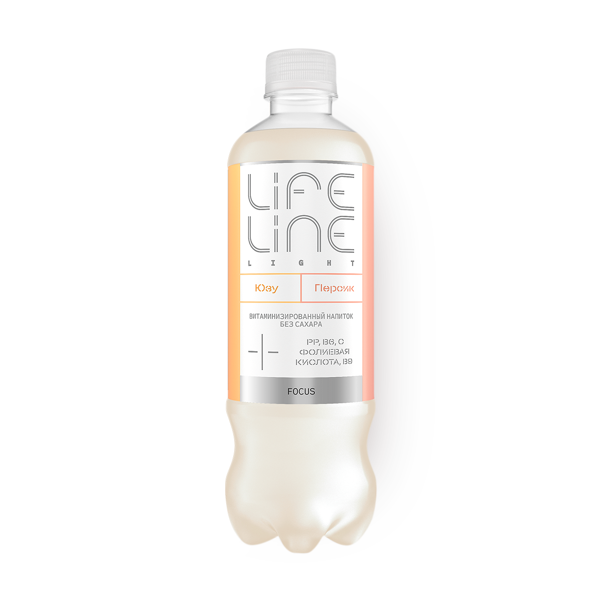 Изображение товара Напиток витаминизированный LifeLine Light Focus персик-юзу негазированный без сахара 500 мл