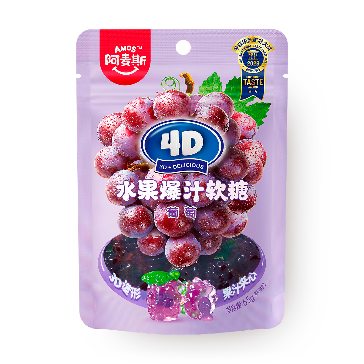 Изображение товара Конфеты жевательные Amos 4D с соком винограда 8 г