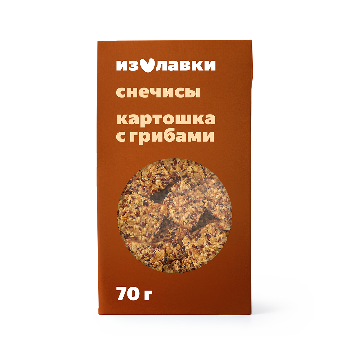 Изображение товара Снеки-хлебцы снечисы «Из Лавки» со вкусом жареной картошечки с грибами без добавления сахара и без глютена 70 г