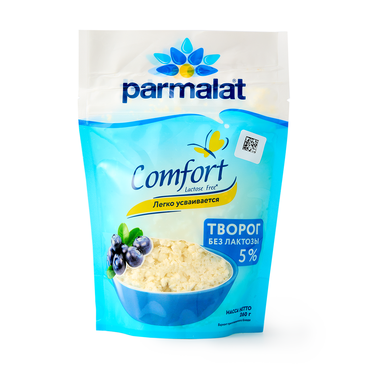 Изображение товара Творог рассыпчатый безлактозный 5% Comfort Parmalat 260 г