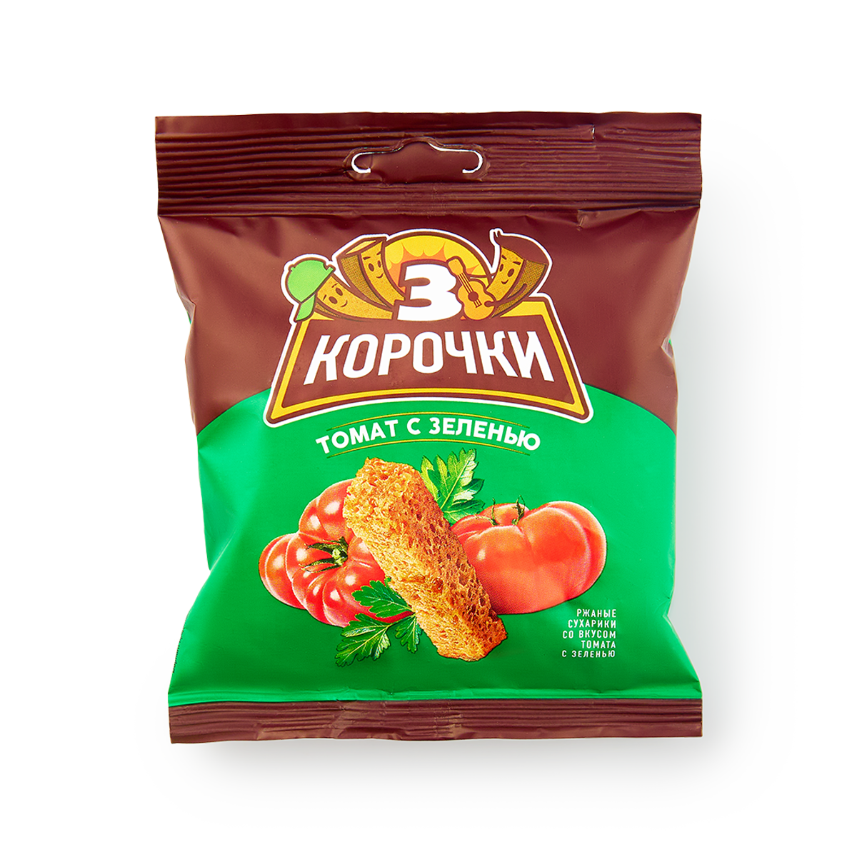 Изображение товара Сухарики ржаные «3 корочки» томат и зелень 40 г