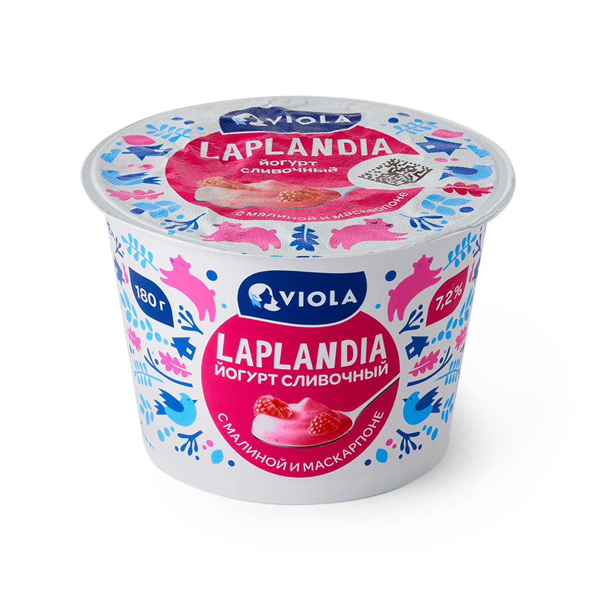 Изображение товара Йогурт сливочный Viola Laplandia с малиной и маскарпоне 7,2% 180 г