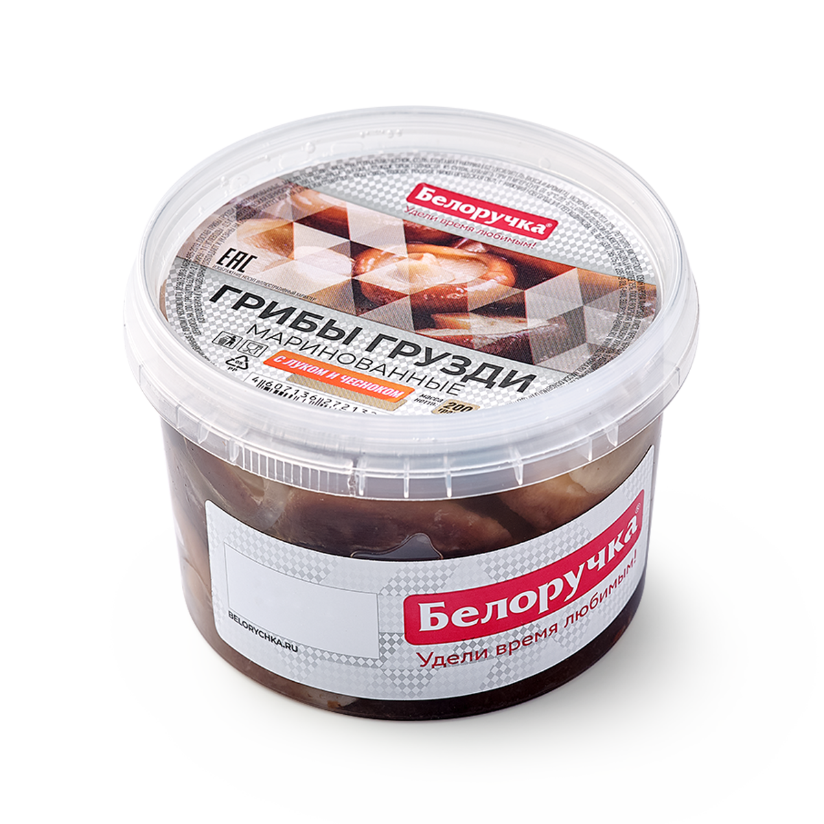 Изображение товара Грузди с луком и чесноком «Белоручка» маринованные 250 г
