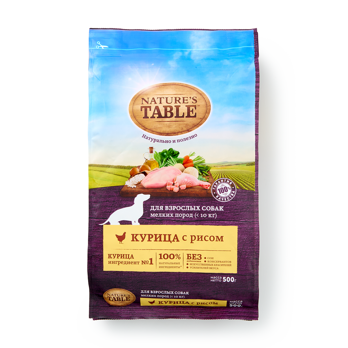 Изображение товара Сухой корм для собак мелких пород Nature's Table с курицей и рисом 500 г