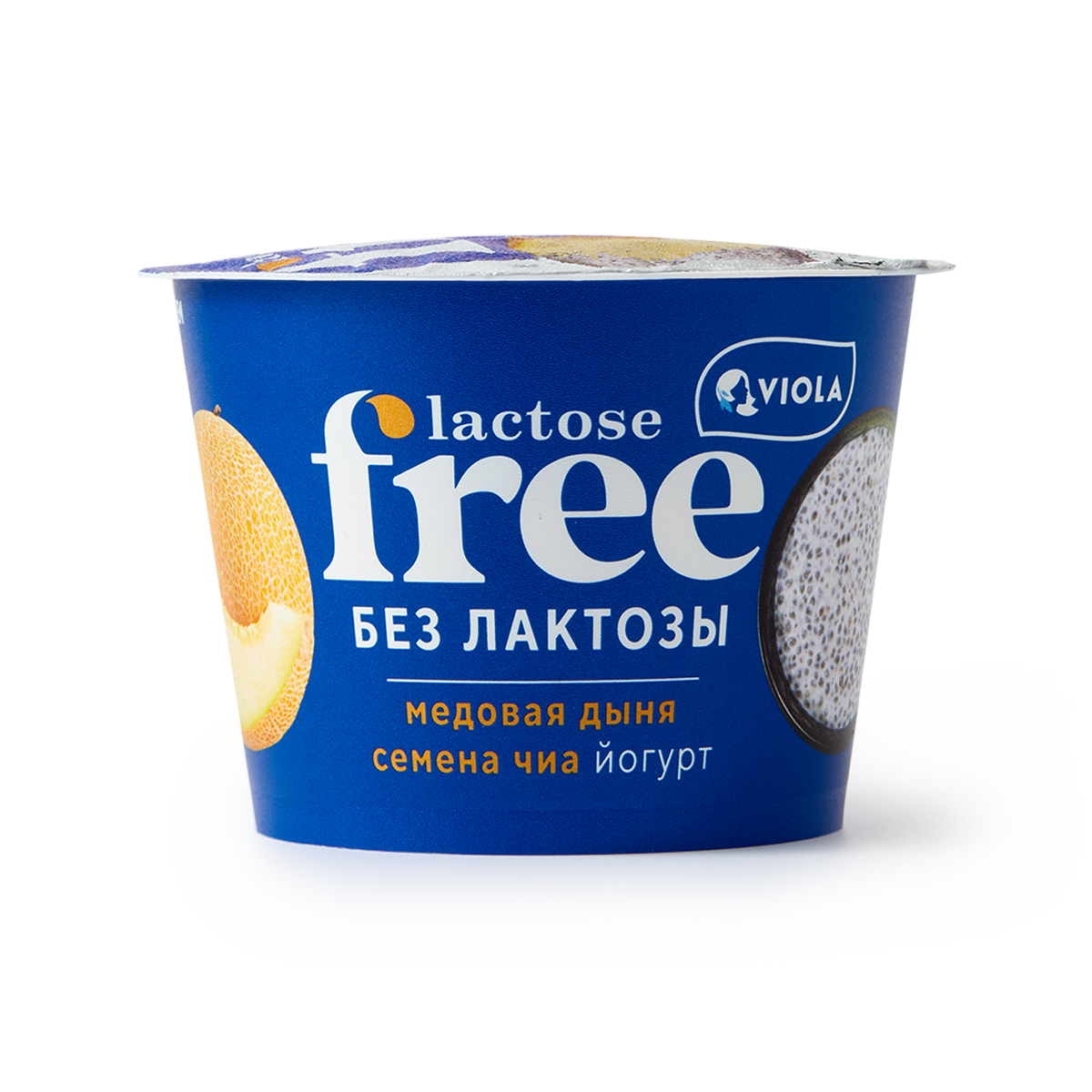 Изображение товара Йогурт безлактозный Viola Free медовая дыня-семена чиа 2,7% 180 г