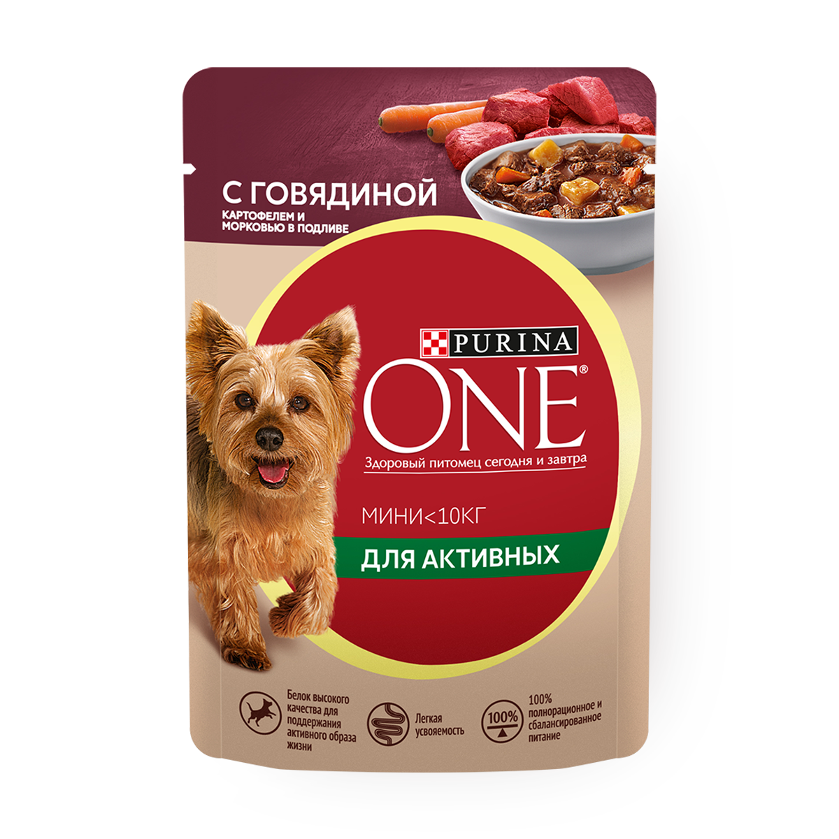 Изображение товара Влажный корм для собак Purina One Мини с говядиной для активных 85 г