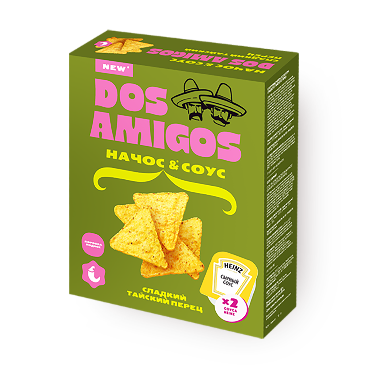 Изображение товара Начос Dos Amigos со вкусом тайский сладкий перец с сырным соусом Heinz 130 г
