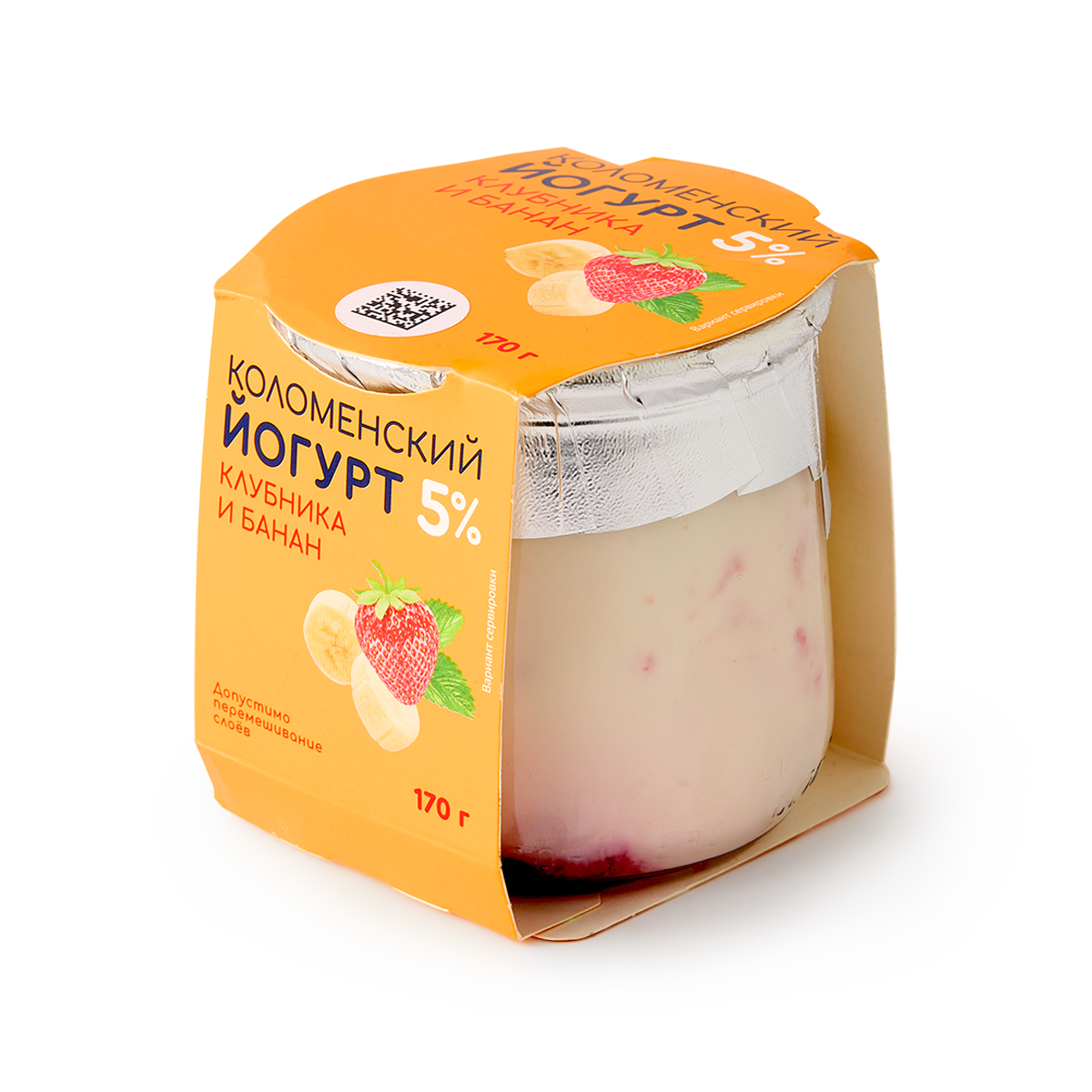 Изображение товара Йогурт «Коломенский» клубника и банан 5% 170 г