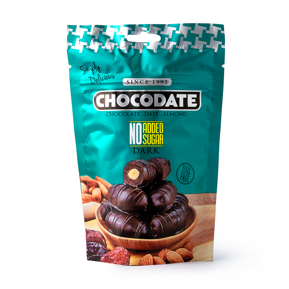 Изображение товара Финики с миндалём Chocodate в тёмном шоколаде без сахара 100 г