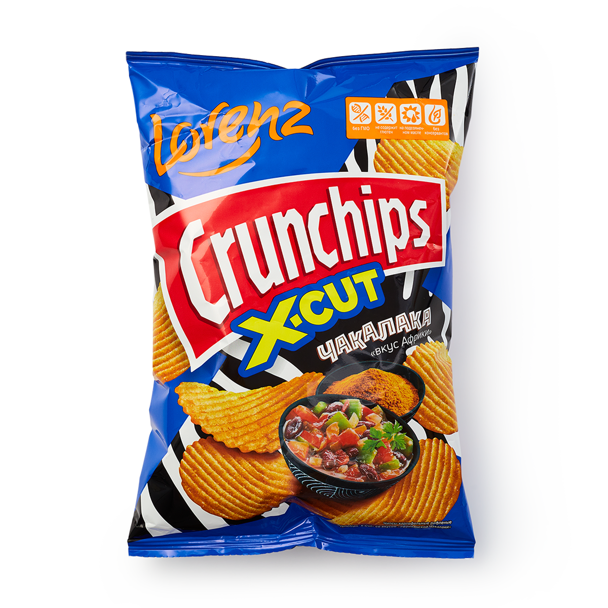Изображение товара Чипсы Crunchips X-Cut Lorenz Чакалака вкус Африки рифлёные 70 г
