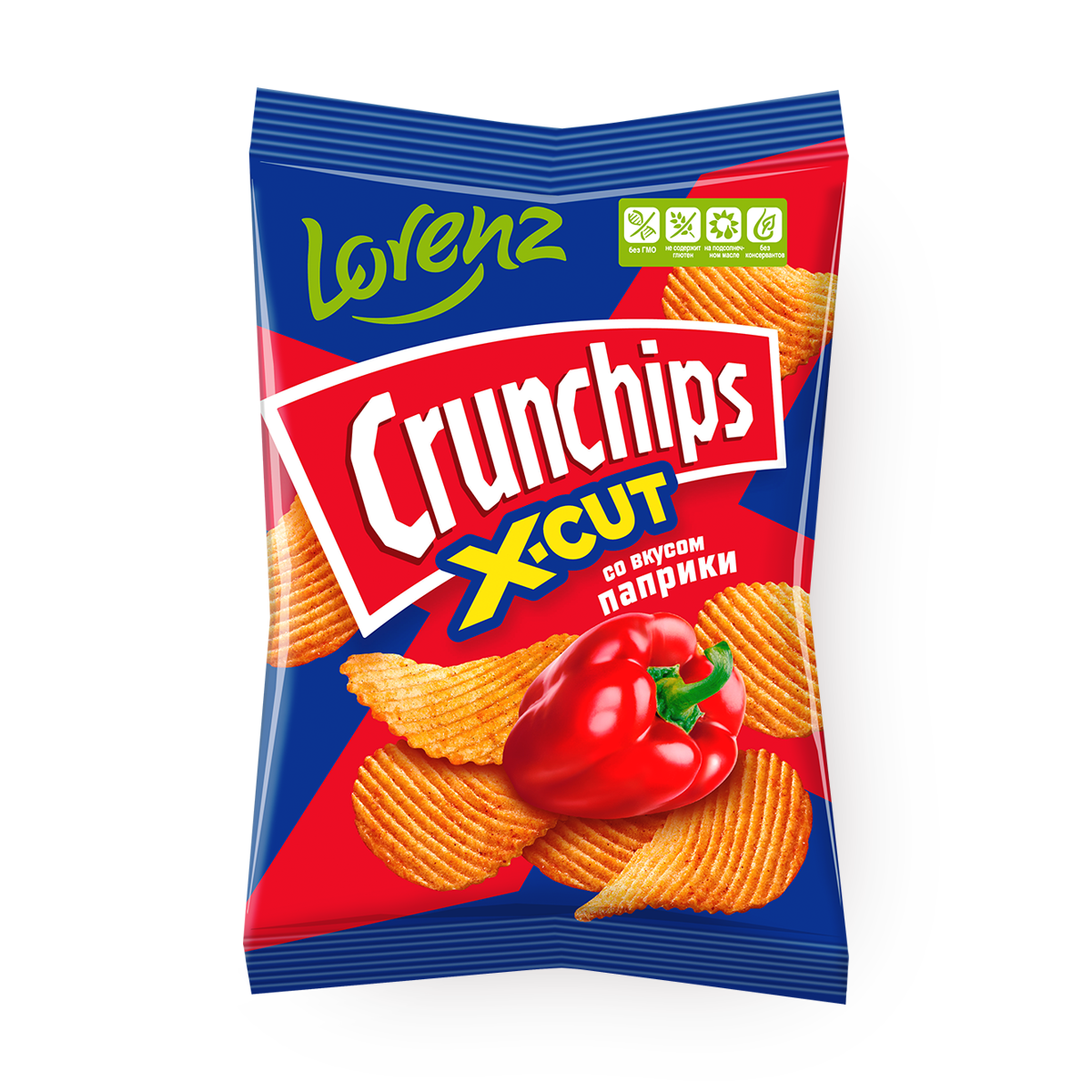 Изображение товара Чипсы Crunchips X-Cut Lorenz вкус паприка рифлёные 70 г