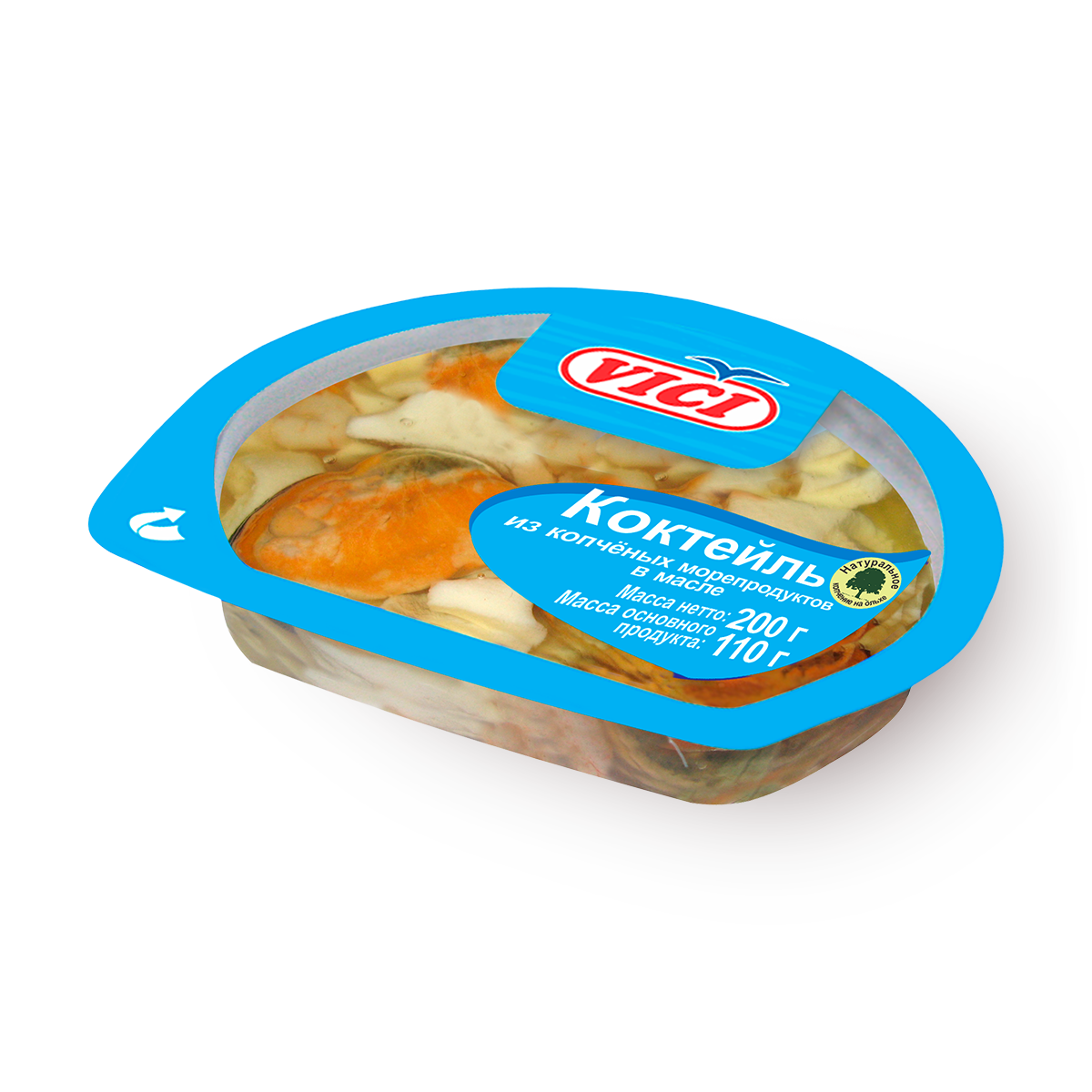 Изображение товара Коктейль из копчёных морепродуктов Vici в масле 200 г
