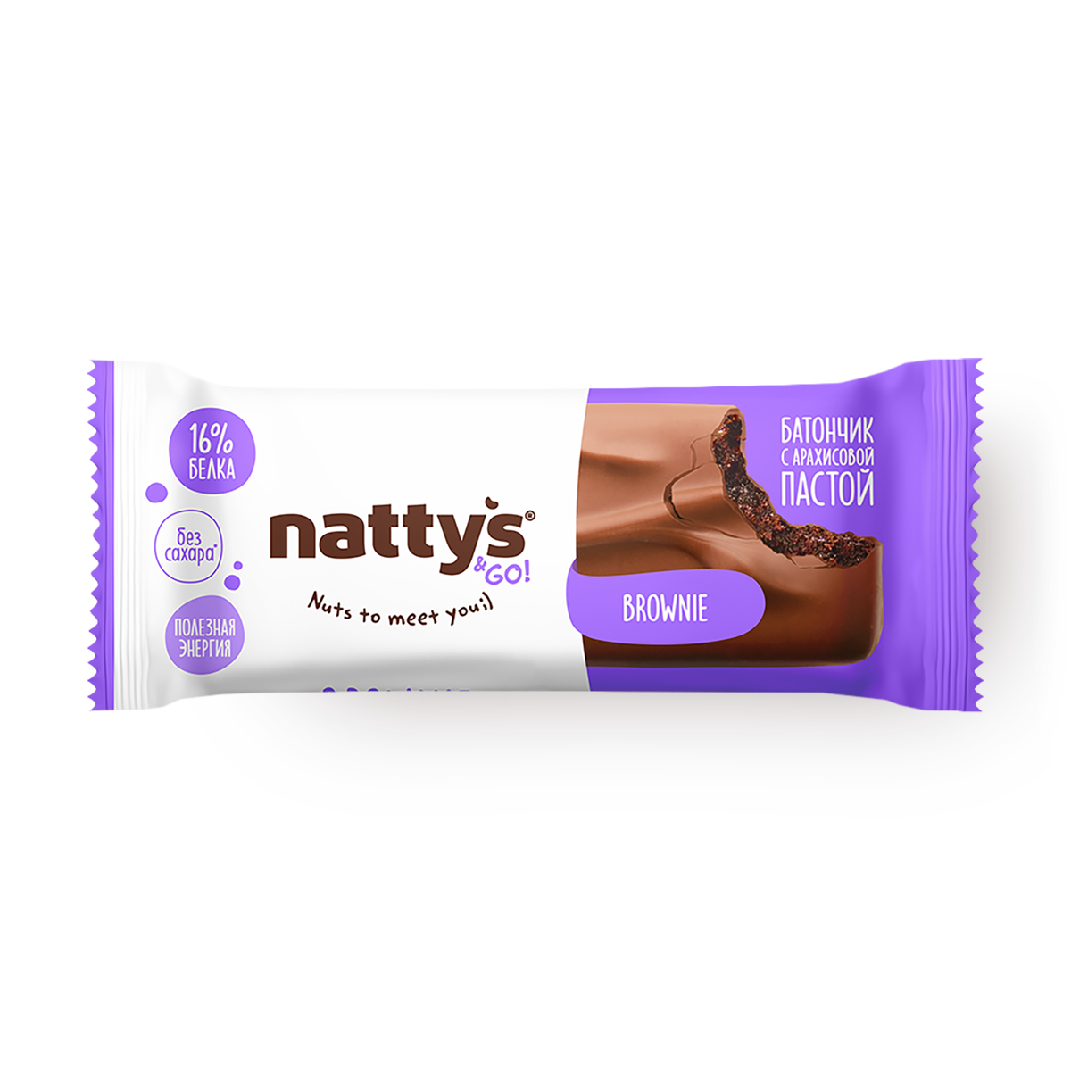 Изображение товара Батончик Nattys&Go! Brownie с арахисовой пастой и какао без добавленного сахара 45 г