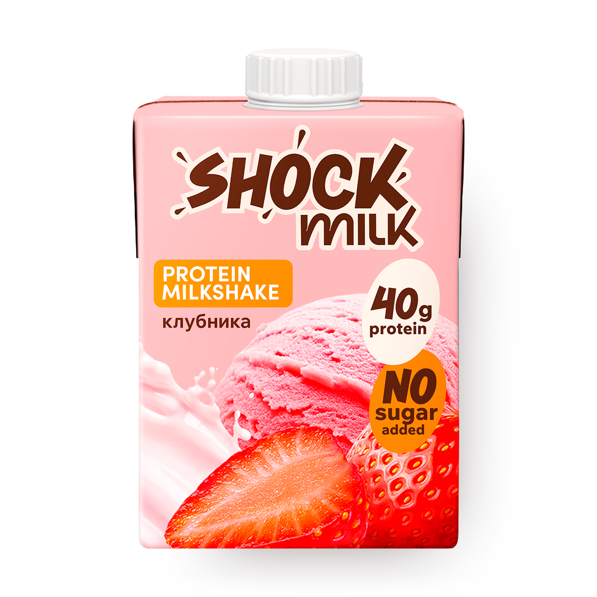 Изображение товара Коктейль молочный высокобелковый Shock Milk Клубника обезжиренный 480 мл