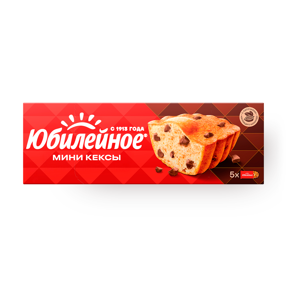 Изображение товара Мини-кексы «Юбилейное» с кусочками молочного шоколада 140 г