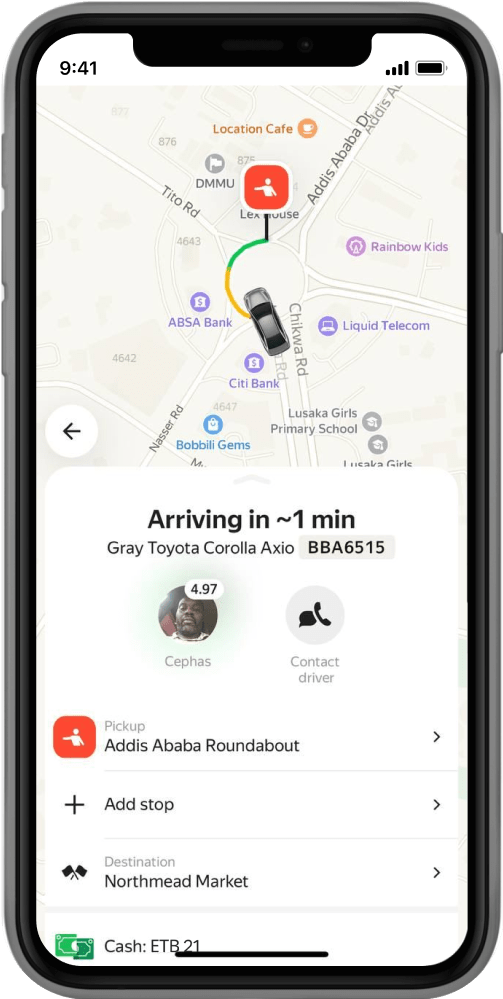 Better than a taxi service in Ethiopia ride with Yango