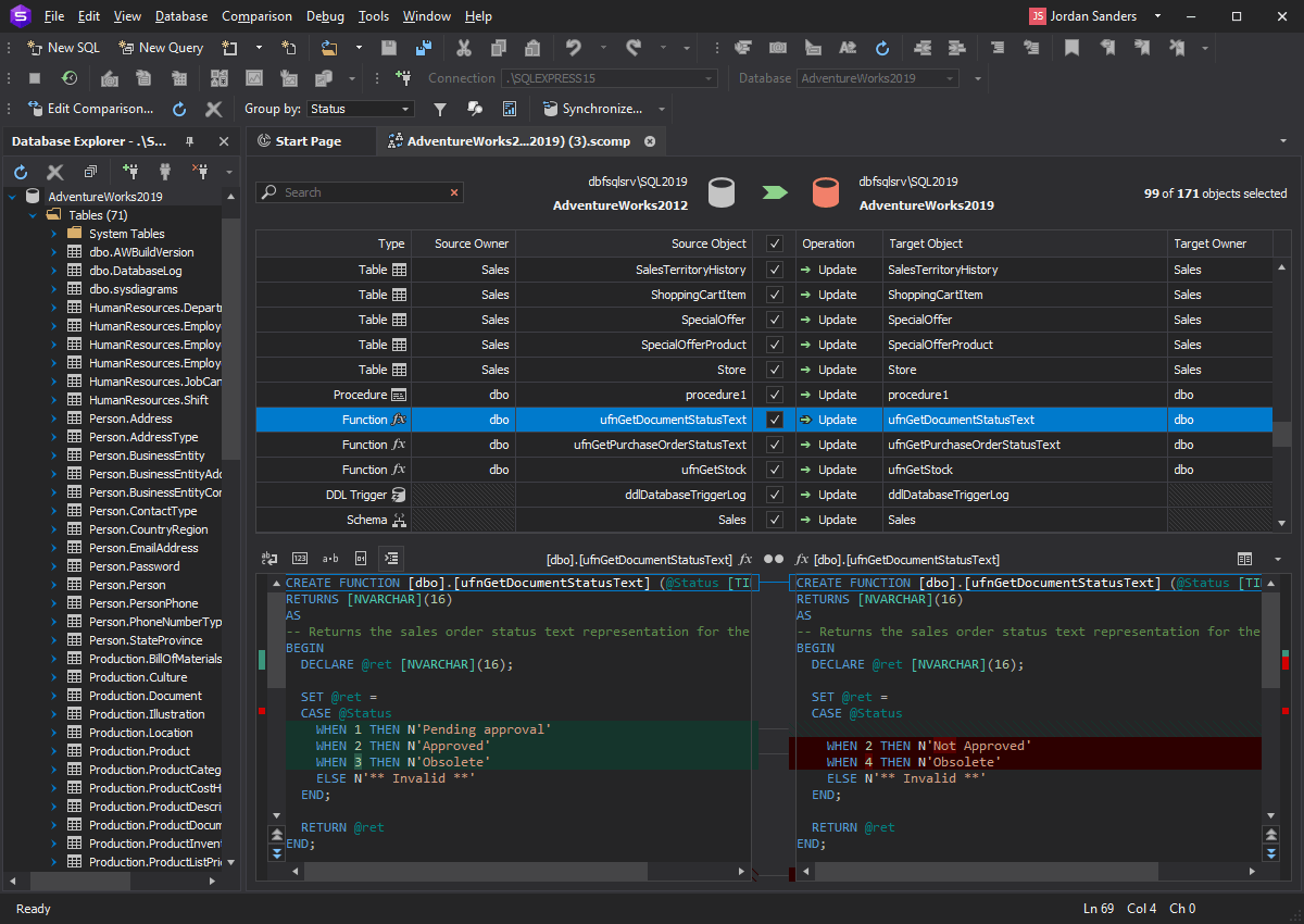 Интерфейс MS SQL Server