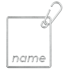 Логотип: бирка с надписью «name» и скрепкой в верхнем углу