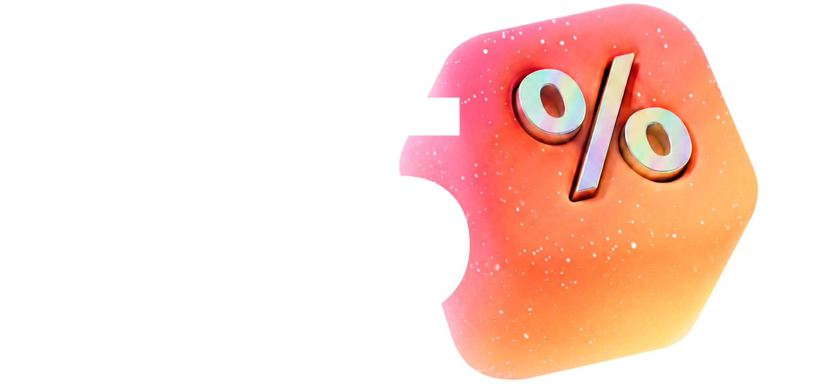 Число 15,6 и значок процента на градиентном фоне