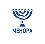 Лого: Менора (стилизованная менора с силуэтом человека под ней)