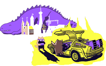 Динозаврик и делориан