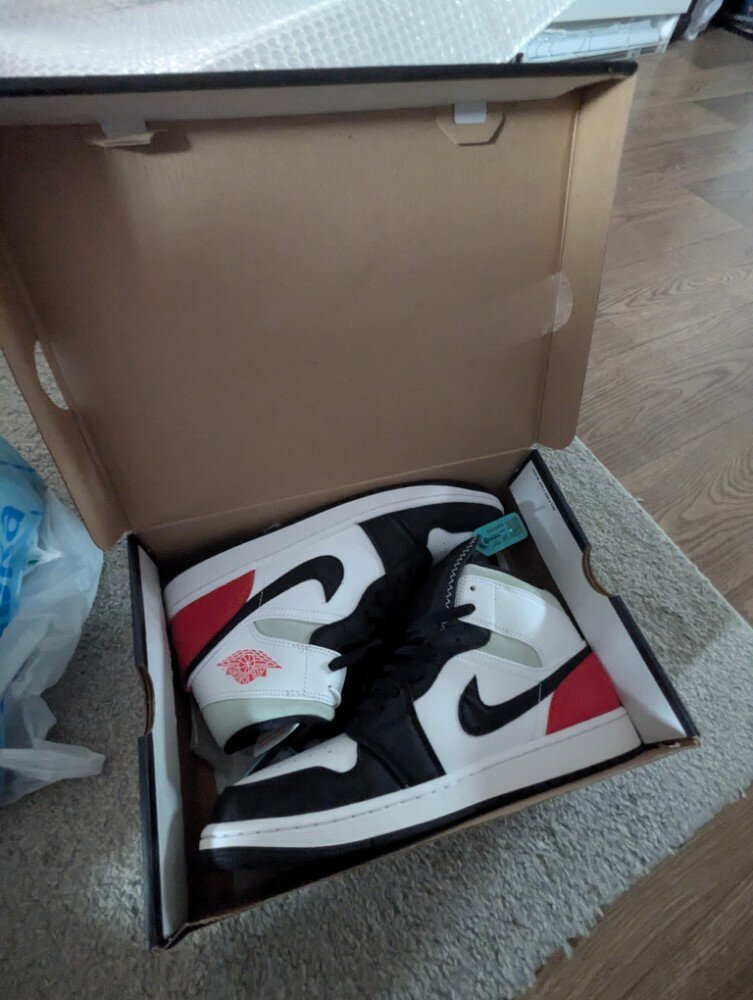 custom review-Jordan Air Jordan 1 MID SE MID Топ Винтажные баскетбольные кроссовки Мужской Белый Красный