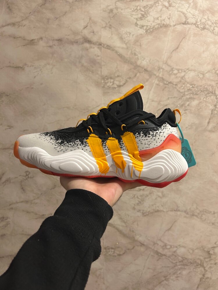 custom review-Adidas Trae Young 3,0 Амортизация Износостойкий MID Топ Баскетбольные кроссовки Унисекс Черный Белый Оранжевый