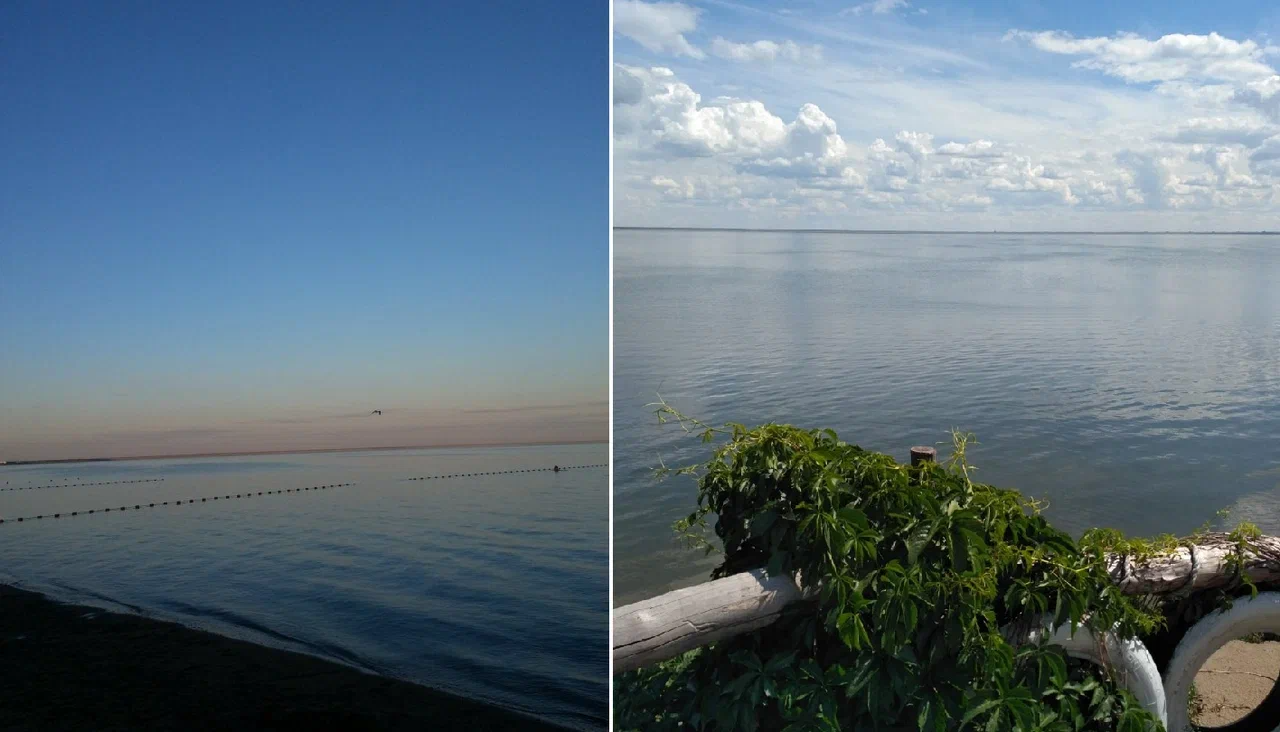 Озеро Большое Яровое ночью и днём: песчаные пляжи, чистая вода и просторы.