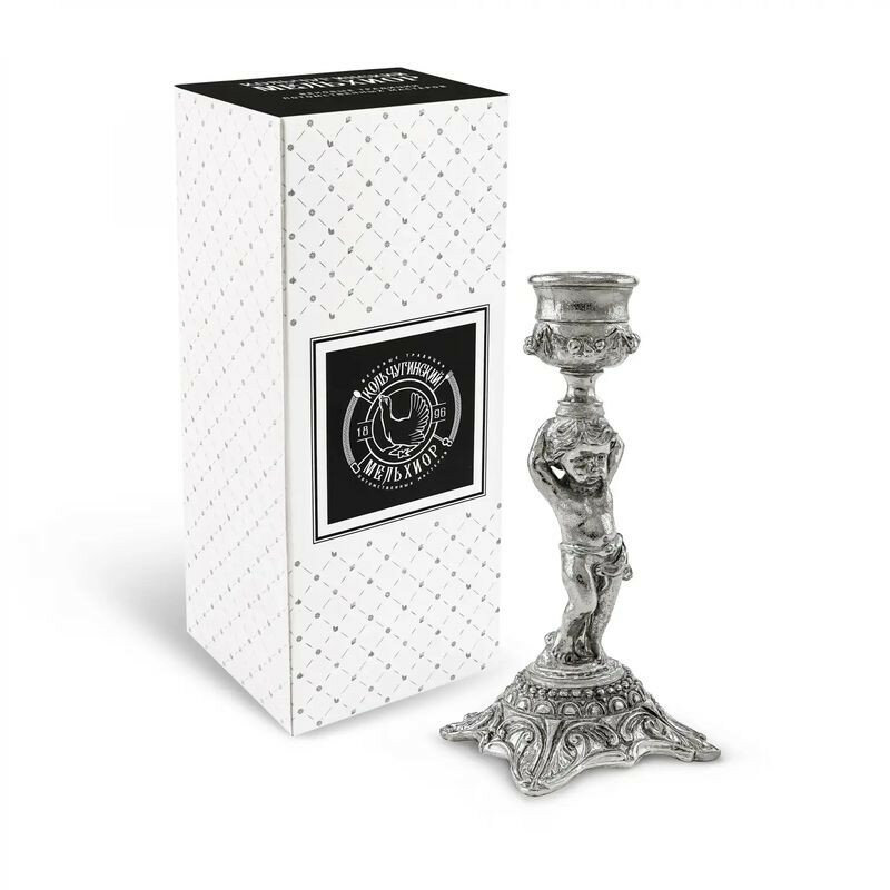 фото Кольчугинский мельхиор Подсвечник "Ангел" никелированный (КМ2279ПД01)