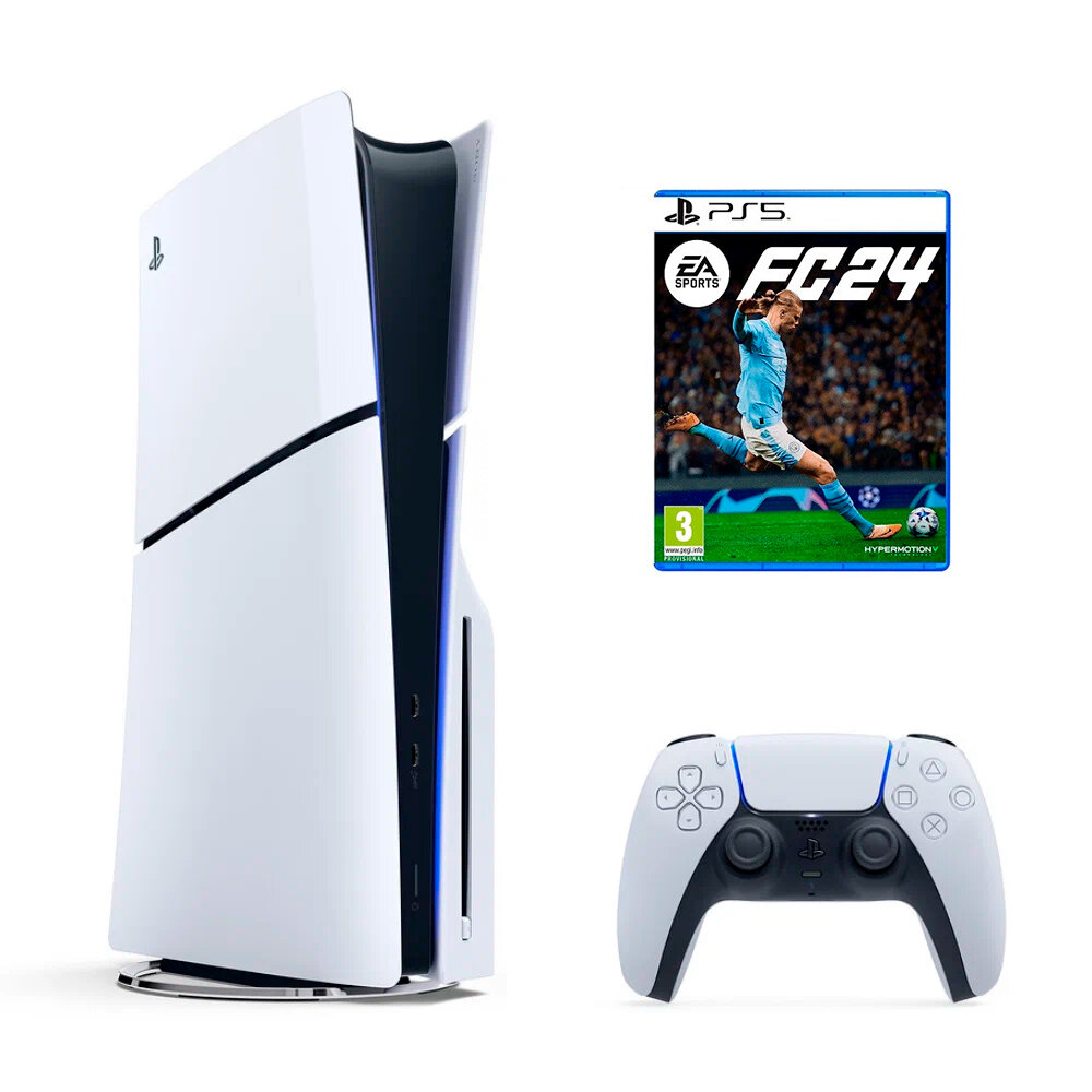 Игровая приставка Sony PlayStation 5 Slim, с дисководом, 1 ТБ + FIFA 24