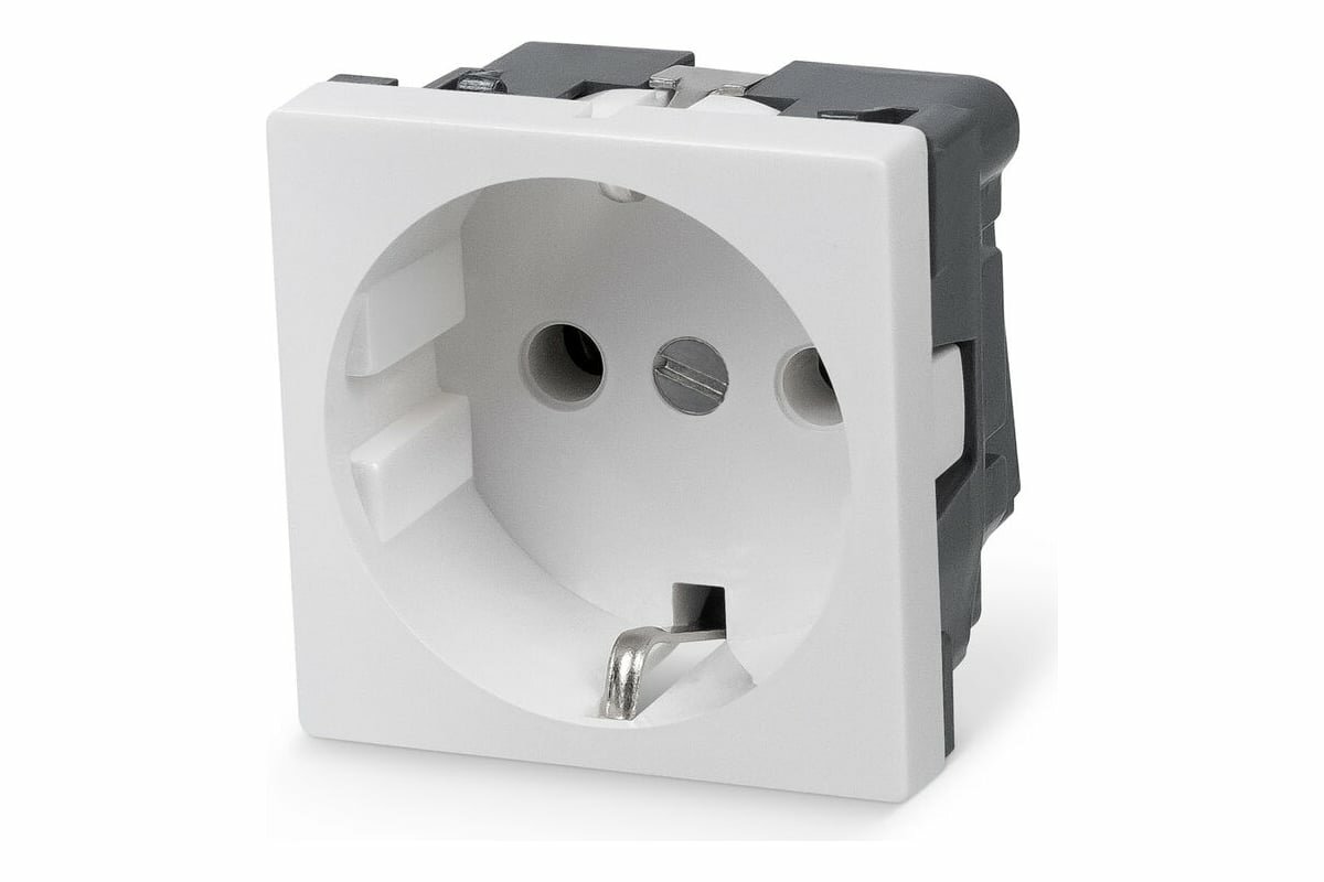 фото Электрическая розетка Cabeus Mosaic 45x45, нем. ст., 2K+3, 16A, белая (в сборе) ME45-WH