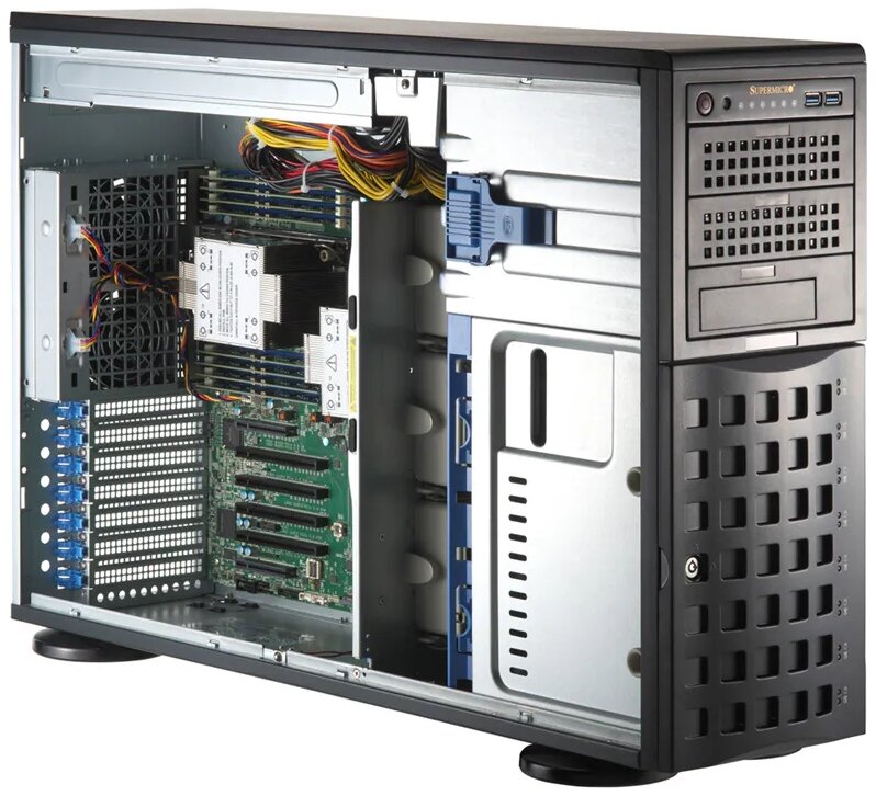 Серверная платформа Supermicro SYS-741P-TRT/Tower/2x4677/ 16xDDR5-4800 RDIMM/ 8x3.5"M.2