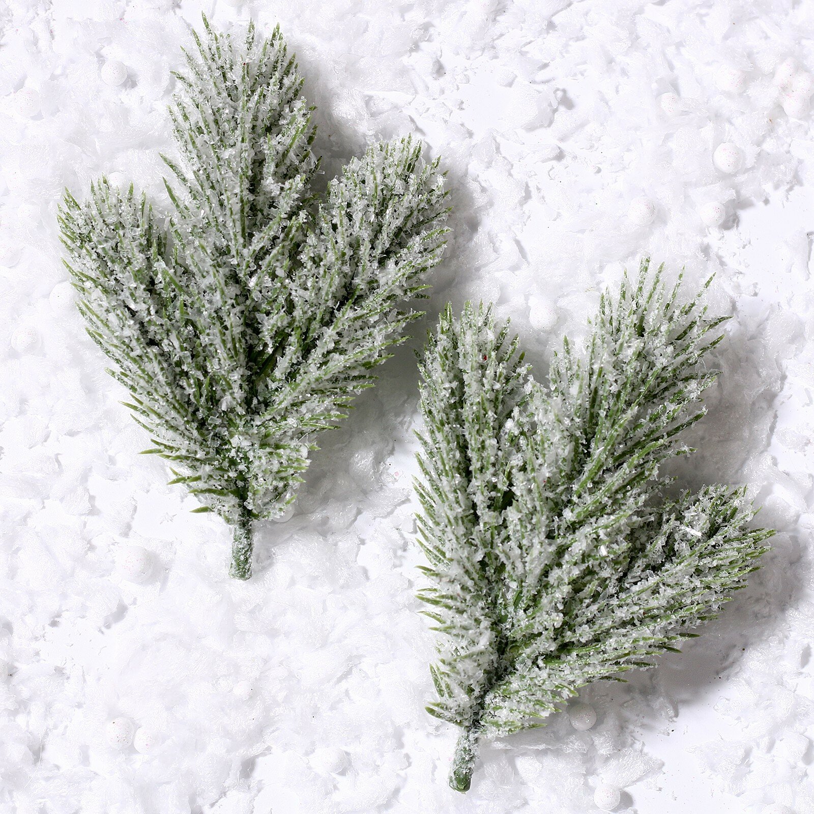 фото Декор «Веточка ели со снегом», набор 2 шт., размер 1 шт. — 12 см 1шт.