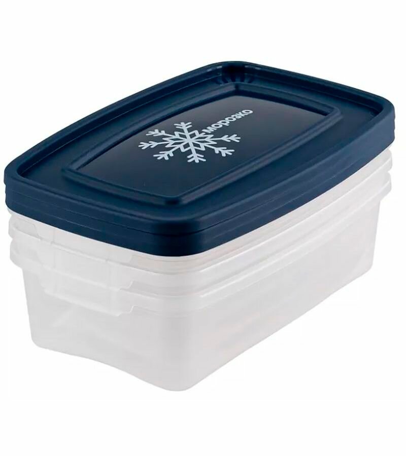 Набор контейнеров для замораживания продуктов морозко 0.7л 3 шт прямоуг. POLIMERBYT C54036