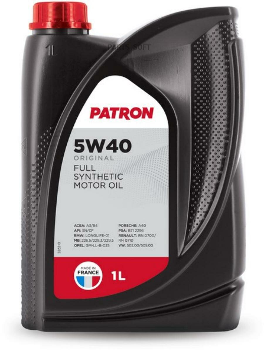 PATRON 5W401LORIGINAL Масо моторное синтетическое 1-дя егковых автомобией ACEA A3/B4, API SN/CF, BMW LL-01, MB 226.5/