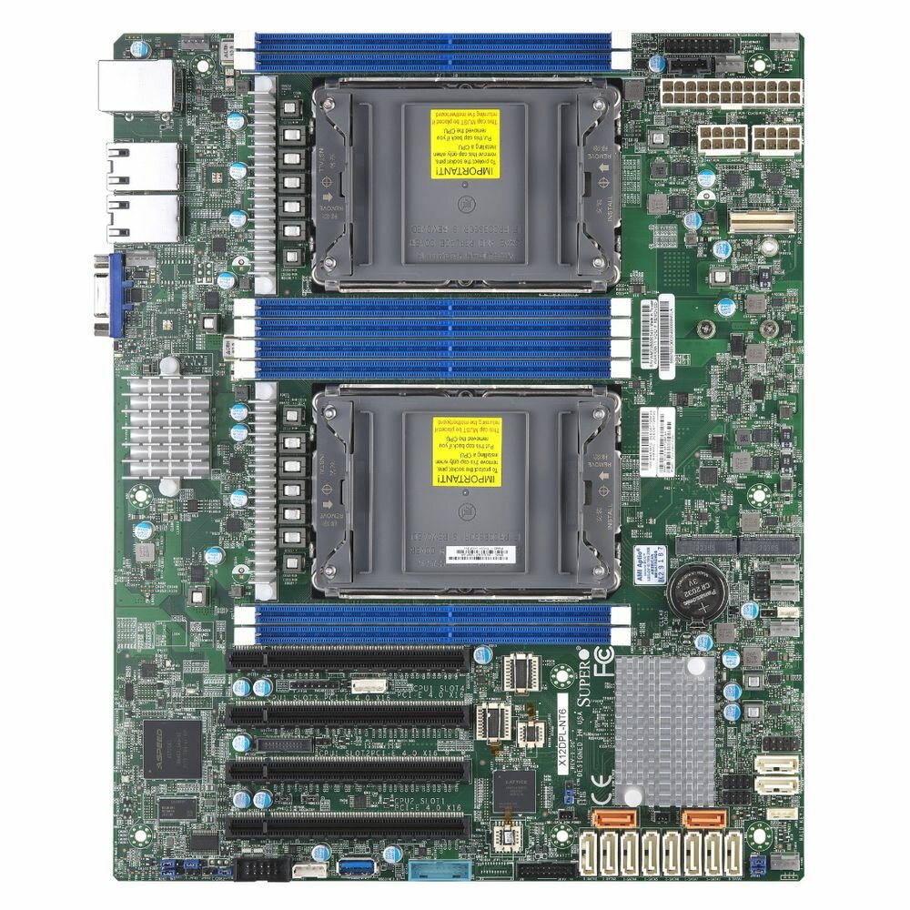 SuperMicro Материнская плата SuperMicro Материнская плата MBD-X12DPL-NT6-O 2xCPU, Gen Xeon Scalable TDP 185W/8xDIMM/ 12XSATA/ C621A RAID 0/1/5/10/2x10Gb/4xPCIex16/M.2 (443642) MBD-X12DPL-NT6