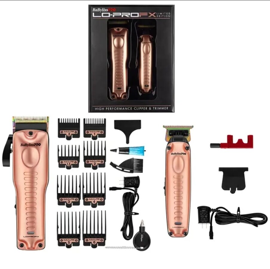 Набор для стрижки Babyliss lo-pro fx, машинка для стрижки + триммер для окантовки rose gold limited edition