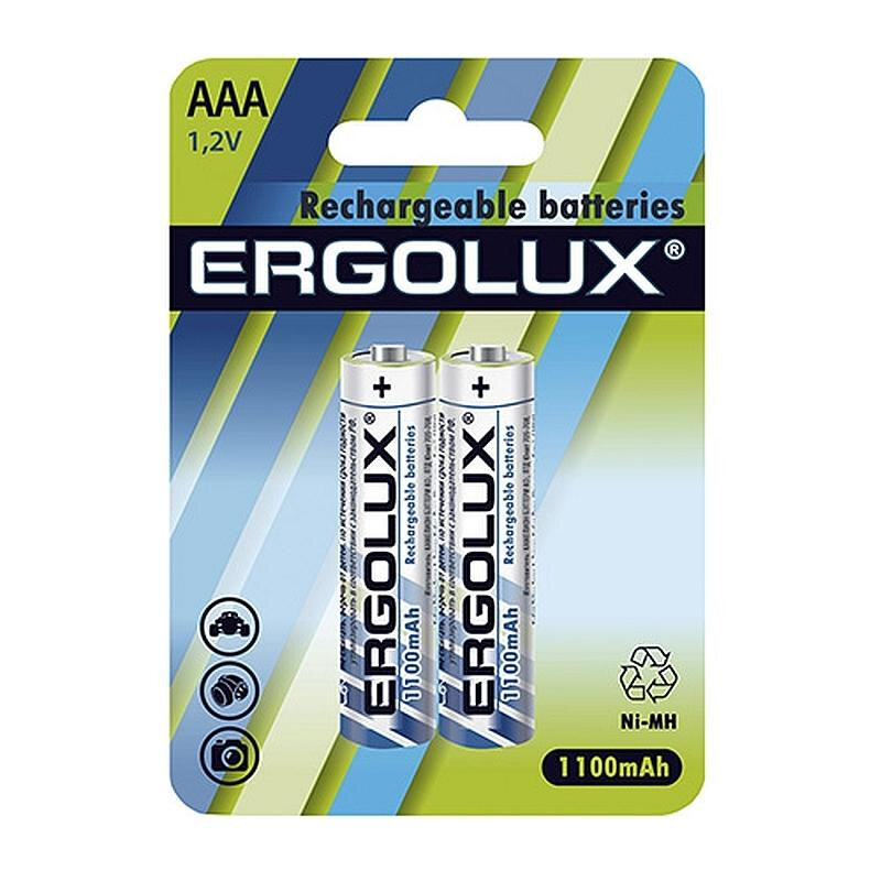 Аккумулятор Ergolux AAA-1100mAh Ni-Mh 2шт/бл(NHAAA1100BL2,1.2В)(12446)