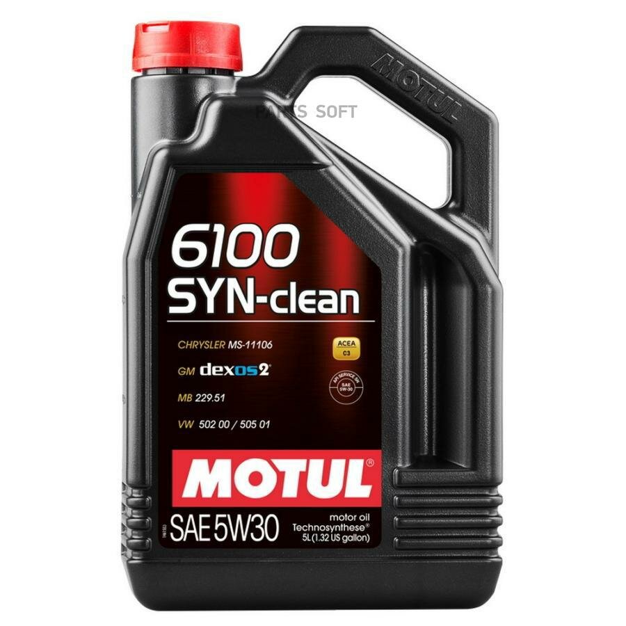 MOTUL 107948 MOTUL 5W30 (5L) 6100 SYN-CLEAN масло моторное \ACEA C3 API SN MB 229.51 GM DEXOS2 VW 502 00/505 01