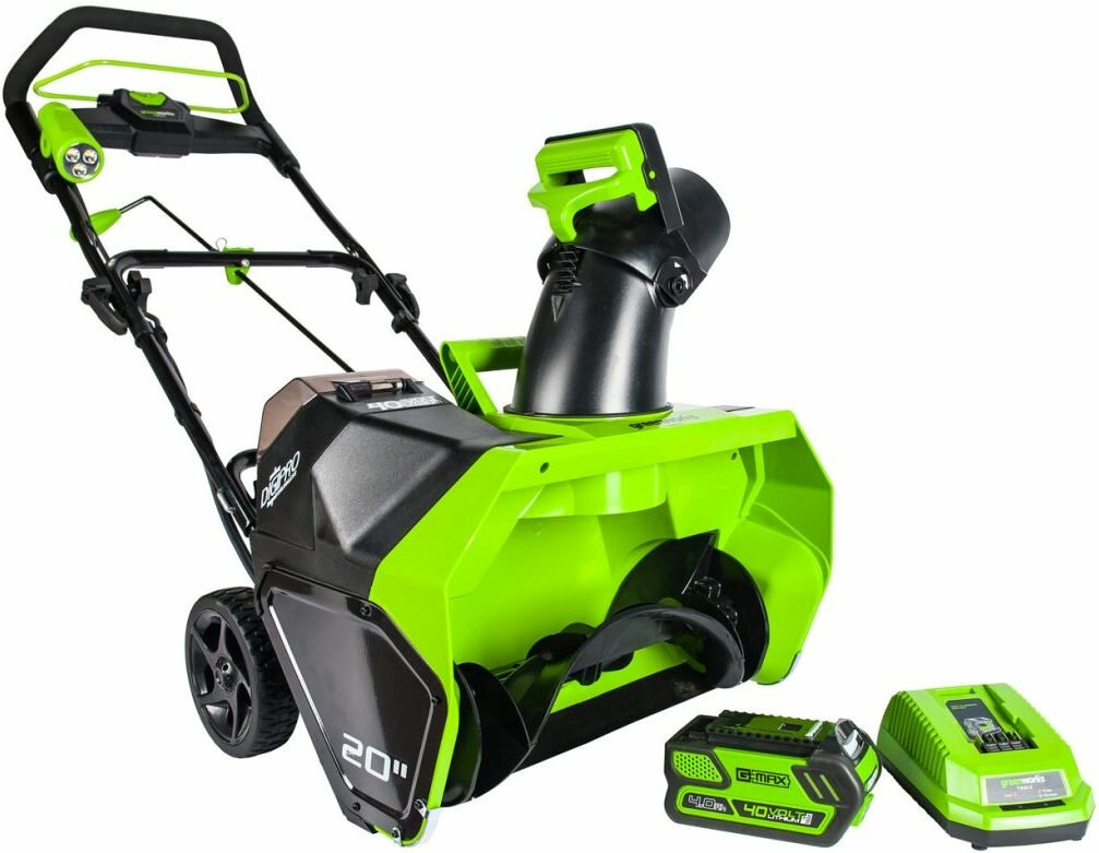 Снегоуборщик аккумуляторный Greenworks GD40 2600607 с аккумулятором 4 А.ч 40 В 4мА·ч