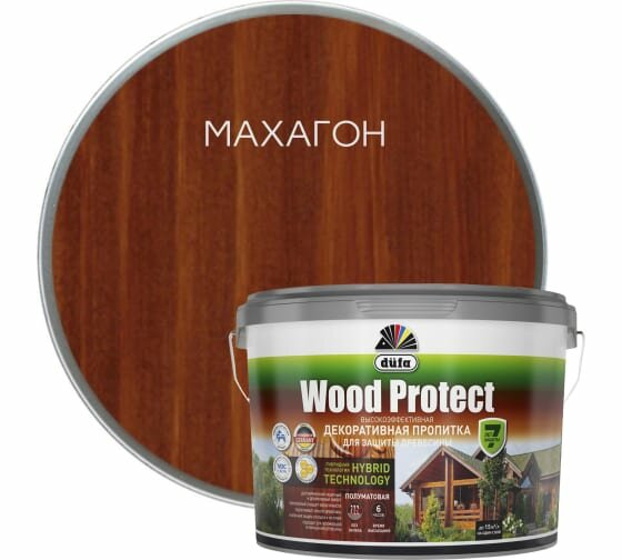 Пропитка Dufa Wood Protect 0.75л Махагон для Защиты Древесины с Воском / Дюфа Вуд Протект.