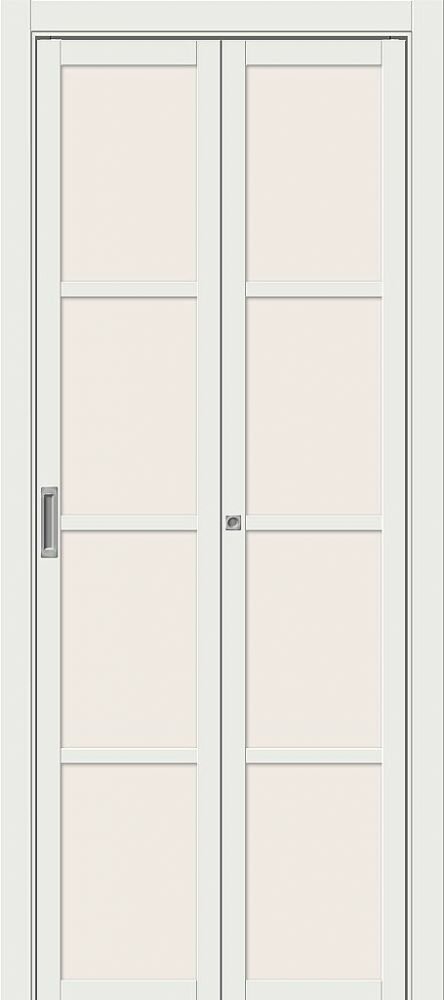 Дверь-Книжка Складная Эмалит Bravo Твигги-11.3 White Matt / Magic Fog Межкомнатная 350x2000, 400x2000мм / Браво.