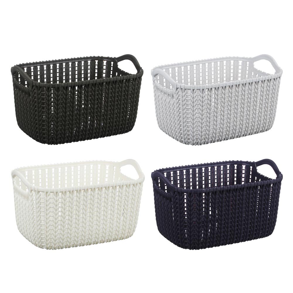 фото VETTA Корзинка вязаная, 24х16х14см, пластик, 4 цвета, 3 штуки