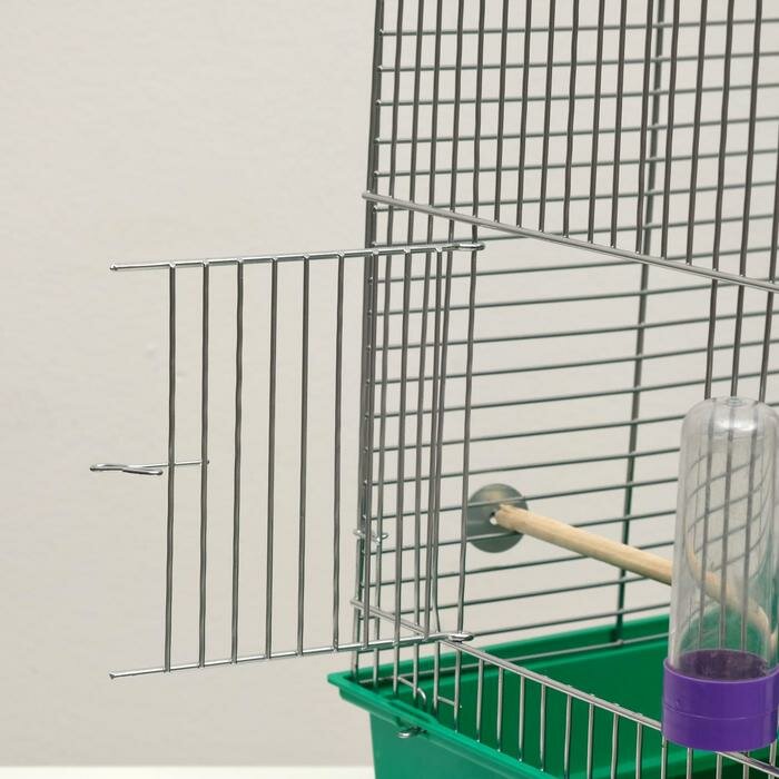 Пижон Клетка для птиц "Пижон" №102, хром, укомплектованная, 41х30х76 см, изумрудная - фотография № 6