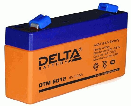 Автомобильный аккумулятор Аккумулятор Delta 6В 1,2 Ач (DTM 6012)переносные приборы/системы с резервным питанием