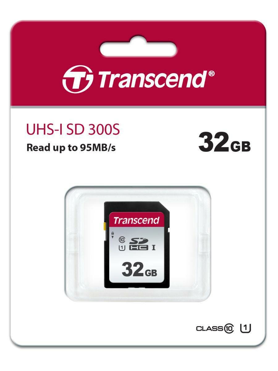 Карта памяти SDHC Transcend 32Gb UHS-I 300S 100MB/s TS32GSDC300S, 1шт.