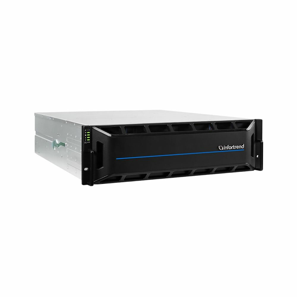 Infortrend Платформа СХД Infortrend EonStor GS2016RTC0F0D-8U32 (16x3.5, 3U, High IOPS, Dual Redundant Controller incl: 4x4GB Cache, 8x1Gb iSCSI RJ-45, 4 FREE host board slots, 2x12Gb SAS ext ports, 2x(PSU 460W +FAN/SuperCap.+Flash module), Rackmount kit) 