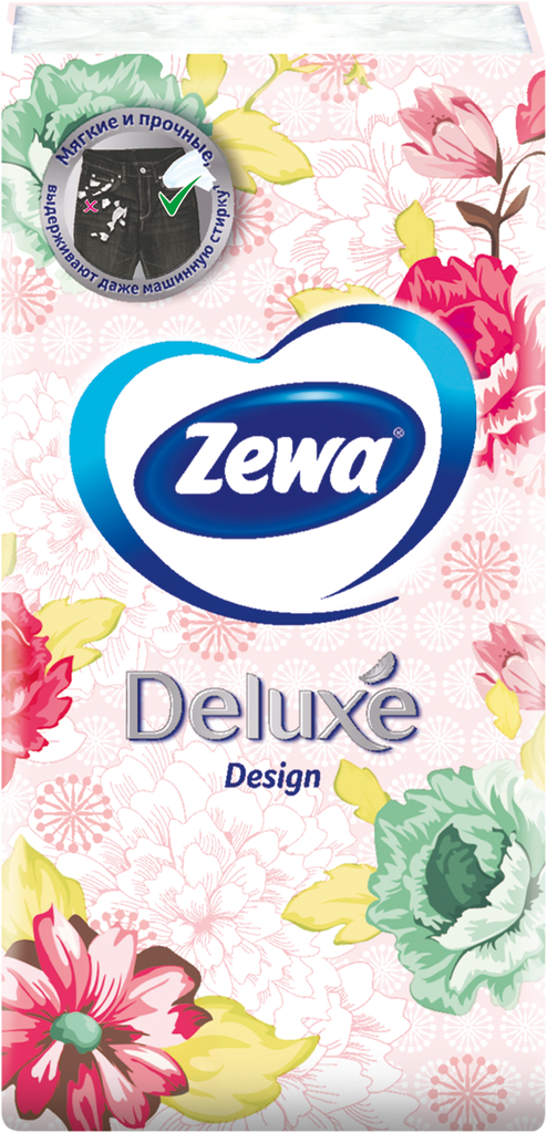 Платочки носовые ZEWA Deluxe Design 3-слоя, в ассортименте
