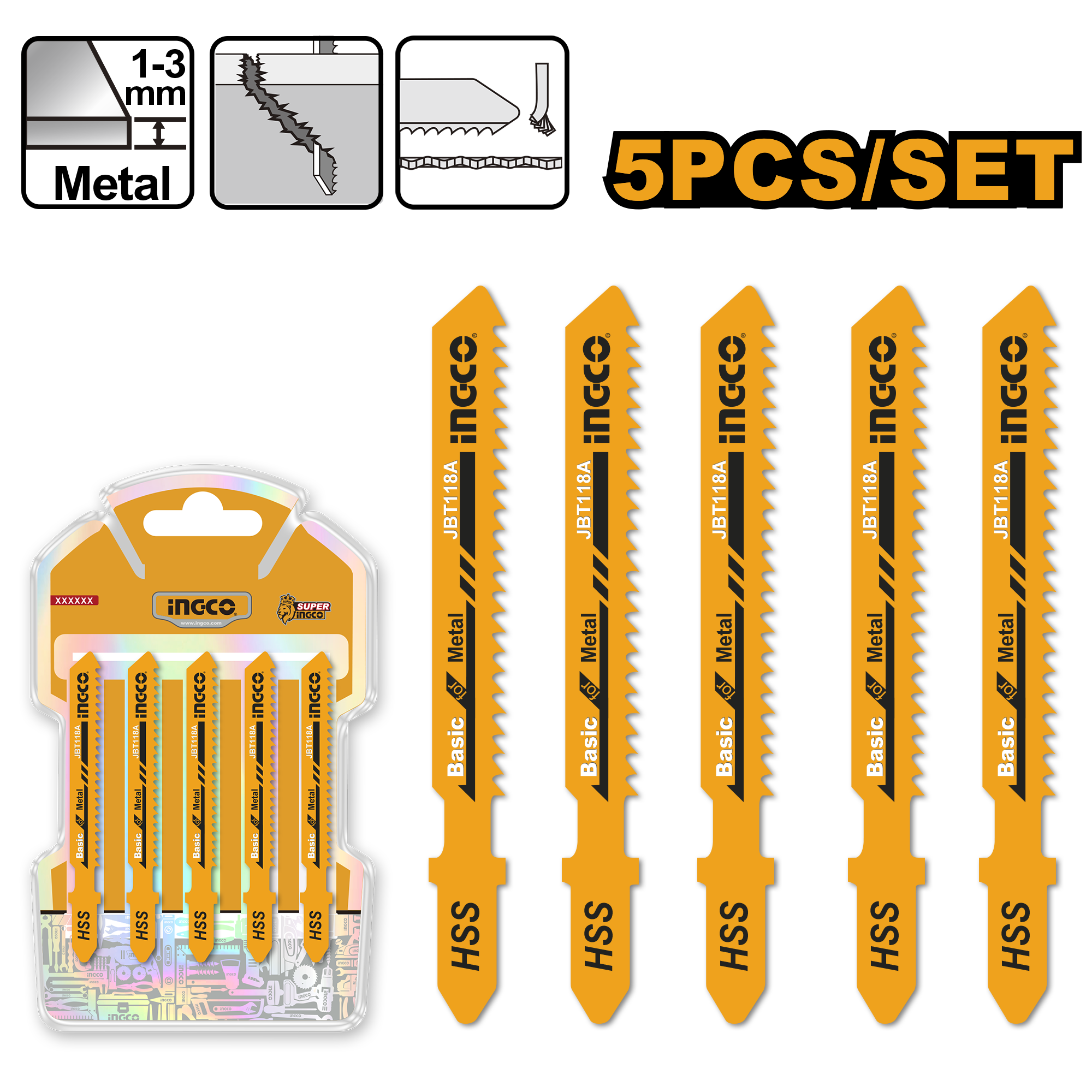 Набор полотен для лобзика по металлу INGCO JBT118A